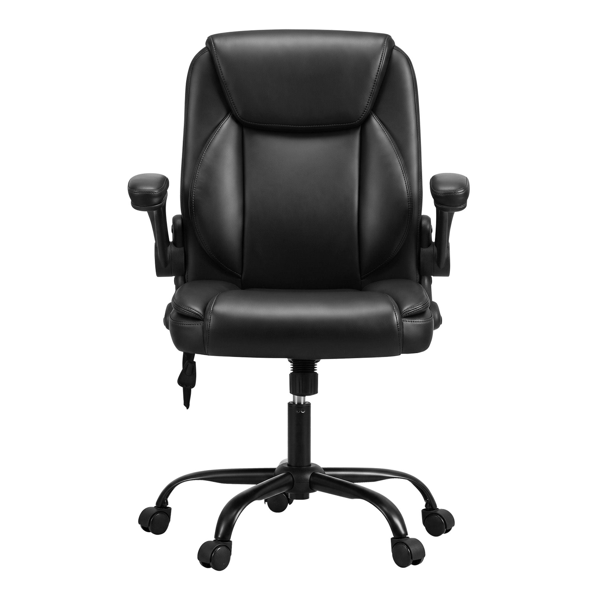 Artiss 2 Point Massage Office Chair Leather Mid Back Black
