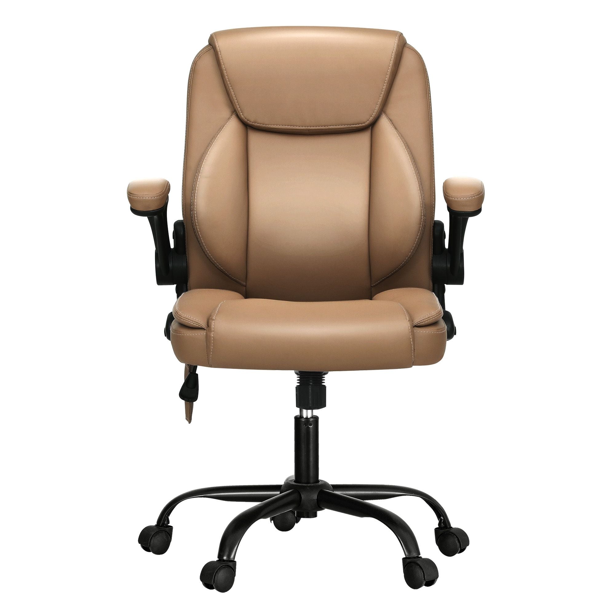 Artiss 2 Point Massage Office Chair Leather Mid Back Espresso