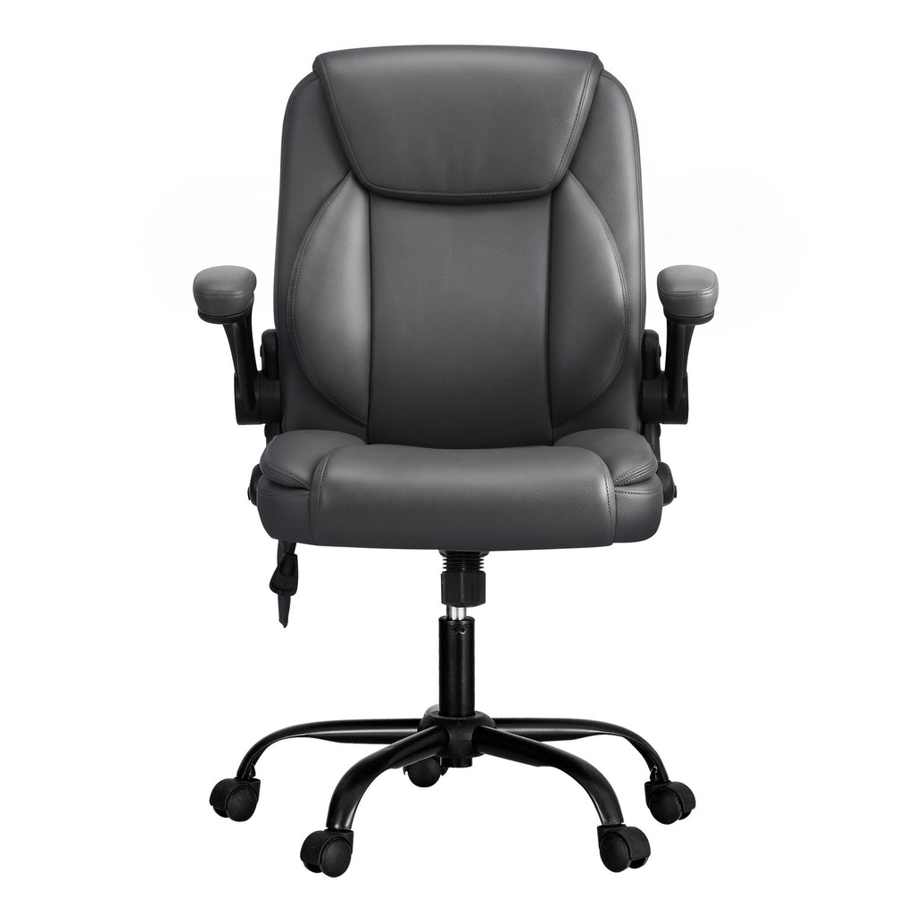 Artiss 2 Point Massage Office Chair Leather Mid Back Grey