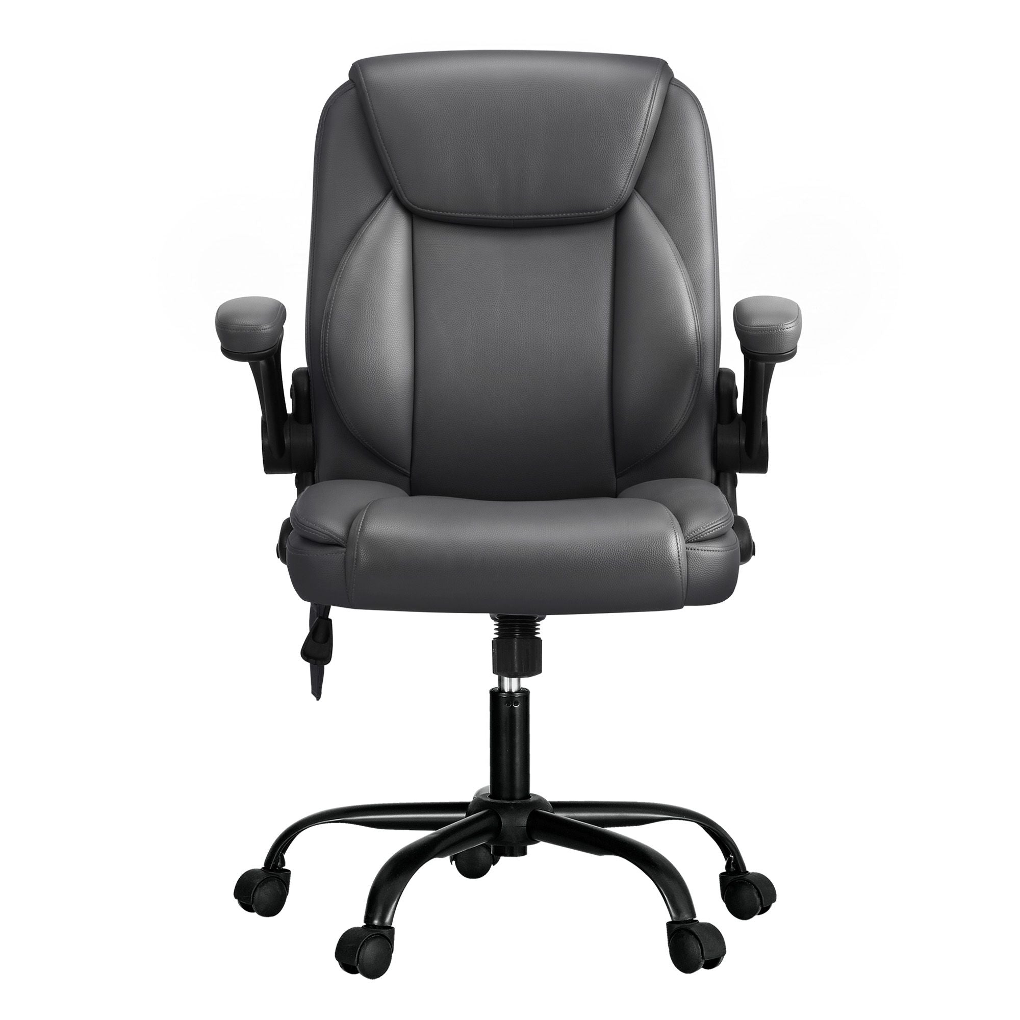 Artiss 2 Point Massage Office Chair Leather Mid Back Grey