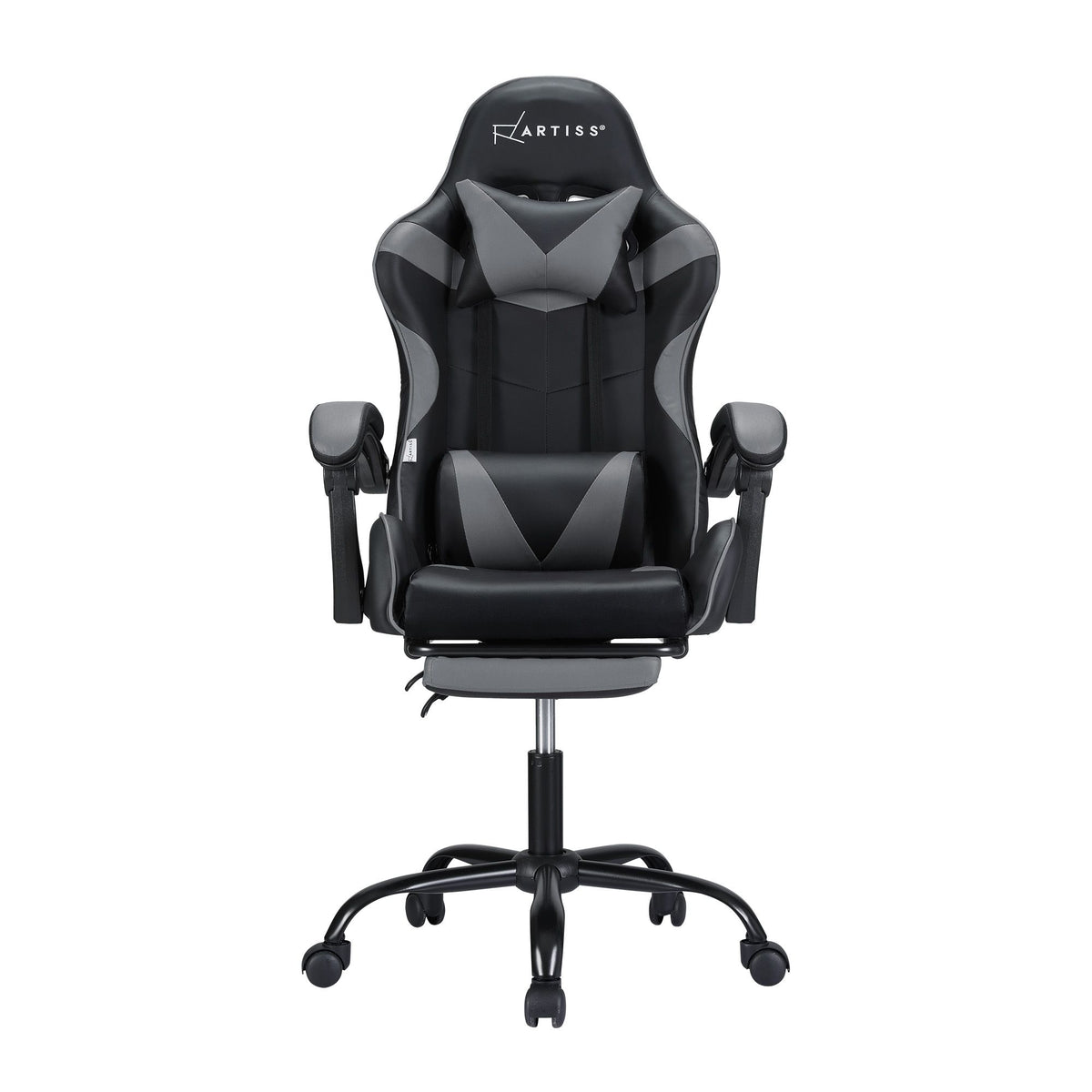 Artiss 2 Point Massage Gaming Office Chair Footrest Grey