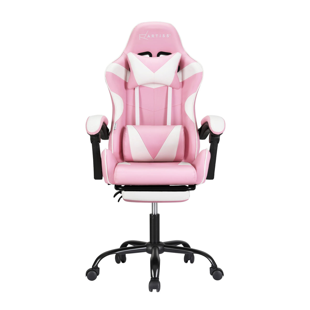 Artiss 2 Point Massage Gaming Office Chair Footrest Pink