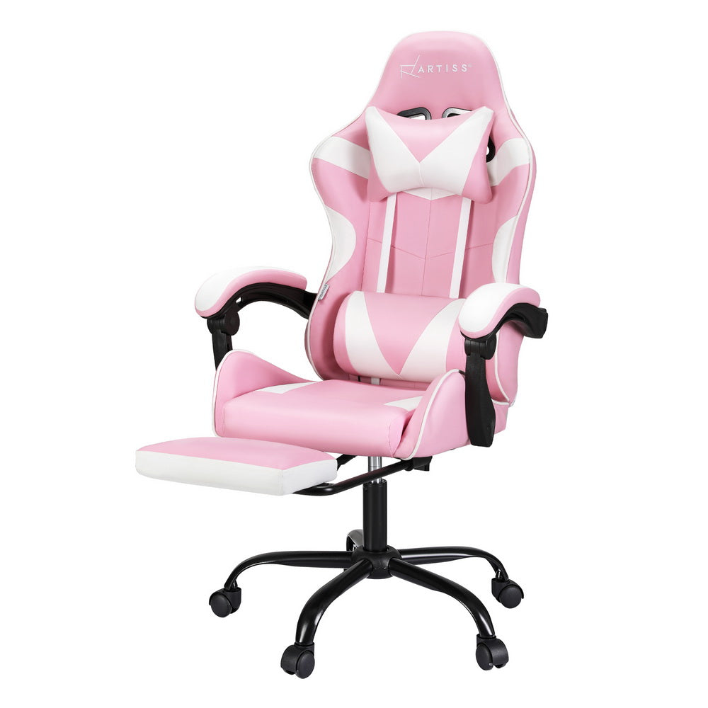 Reposapiés para silla de oficina para juegos con masaje de 2 puntos Artiss, color rosa