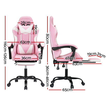 Reposapiés para silla de oficina para juegos con masaje de 2 puntos Artiss, color rosa