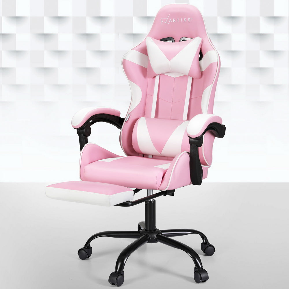 Reposapiés para silla de oficina para juegos con masaje de 2 puntos Artiss, color rosa