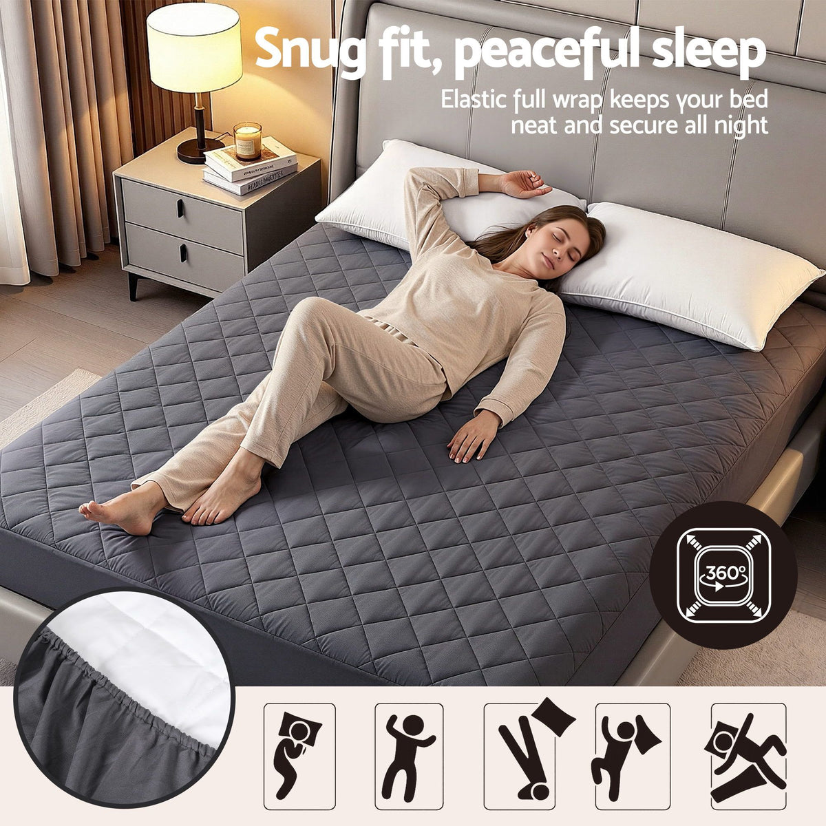 Giselle Water-Resistant Mattress Protector Microfiber 360° Fit Double