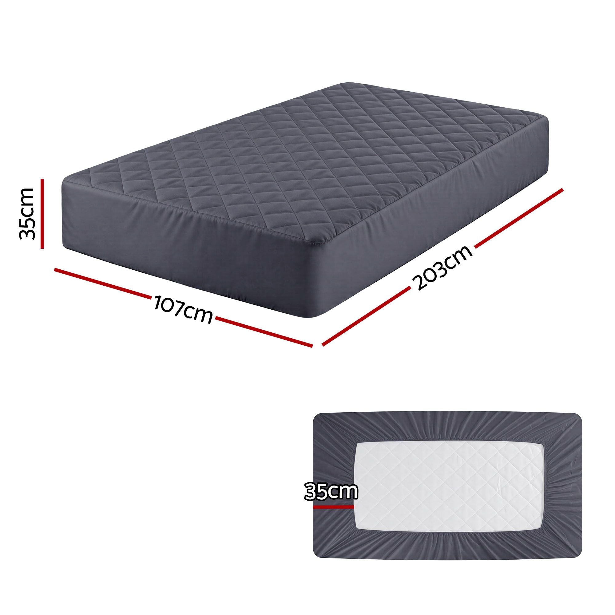 Giselle Water-Resistant Mattress Protector Microfiber 360° Fit King Single