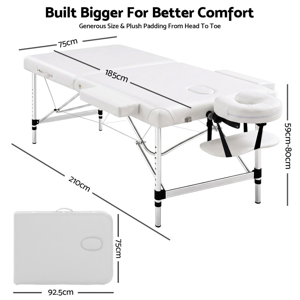 Camilla de masaje Zenses de 75 cm, plegable en 2 posiciones, de aluminio, portátil, para terapias de belleza, color blanco