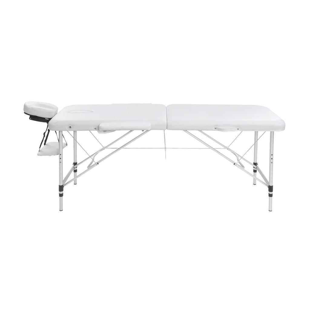 Camilla de masaje Zenses de 75 cm, plegable en 2 posiciones, de aluminio, portátil, para terapias de belleza, color blanco