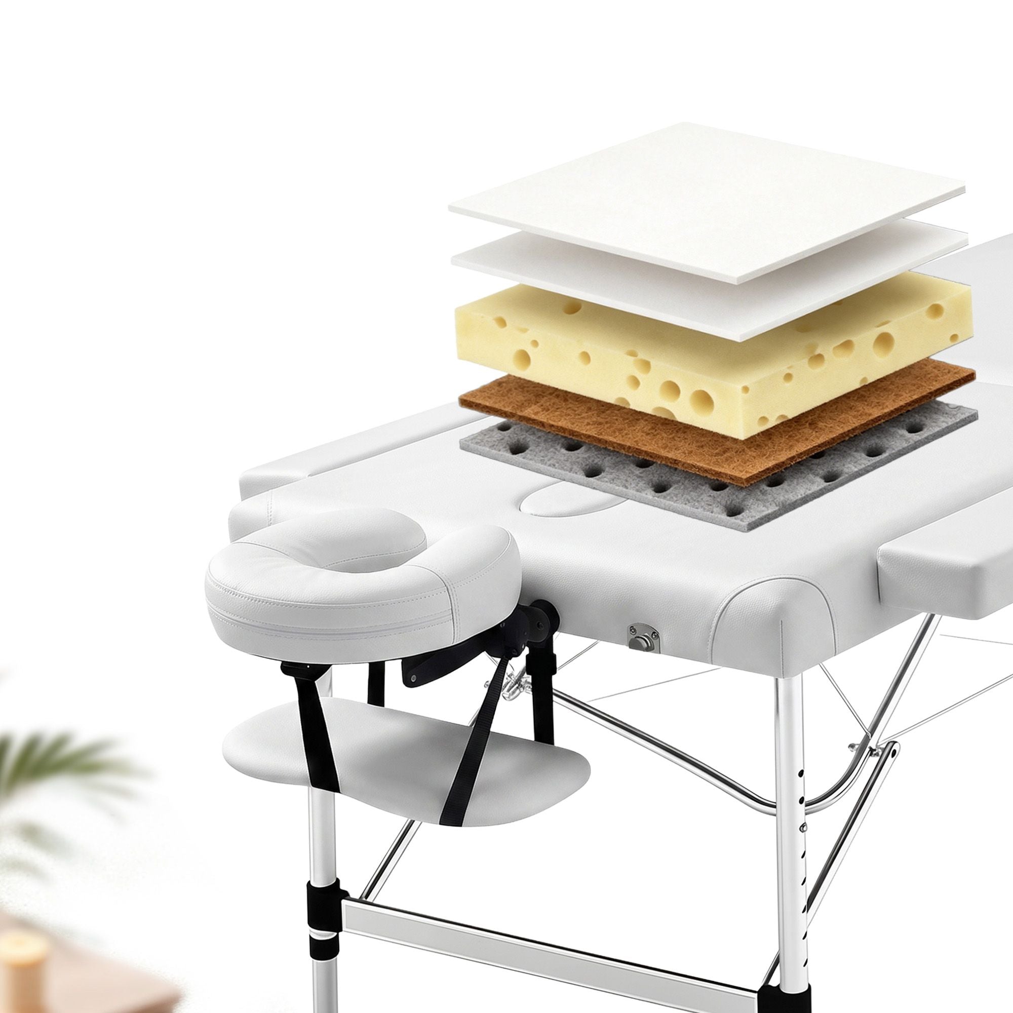 Camilla de masaje Zenses de 75 cm, plegable en 2 posiciones, de aluminio, portátil, para terapias de belleza, color blanco