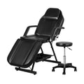 Zenses Beauty Bed with Stool, Black, Adjustable Facial Massage Table, Tattoo Chair, Salon Services