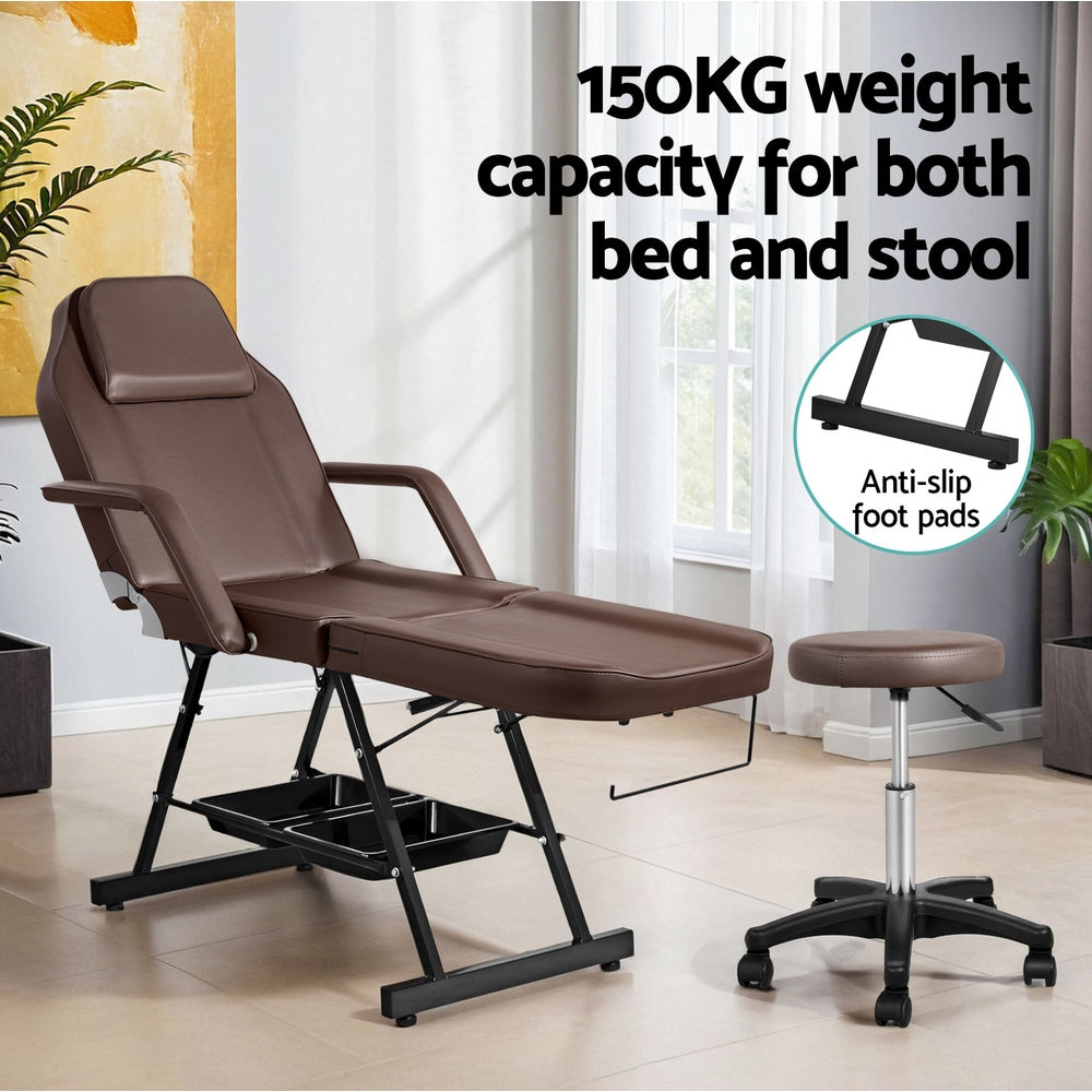 Zenses Massage Table Adjustable Salon Bed Chair 3-Fold Brown