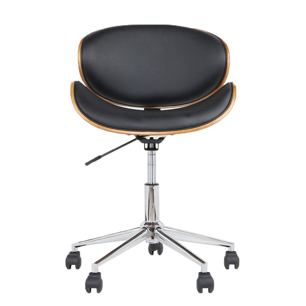 Artiss Wooden Office Chair Leather Seat Black