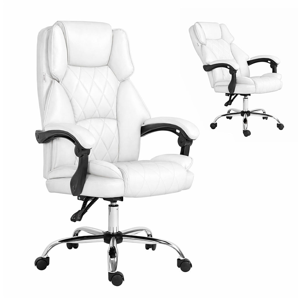 Artiss Executive Office Chair Leather Recliner White