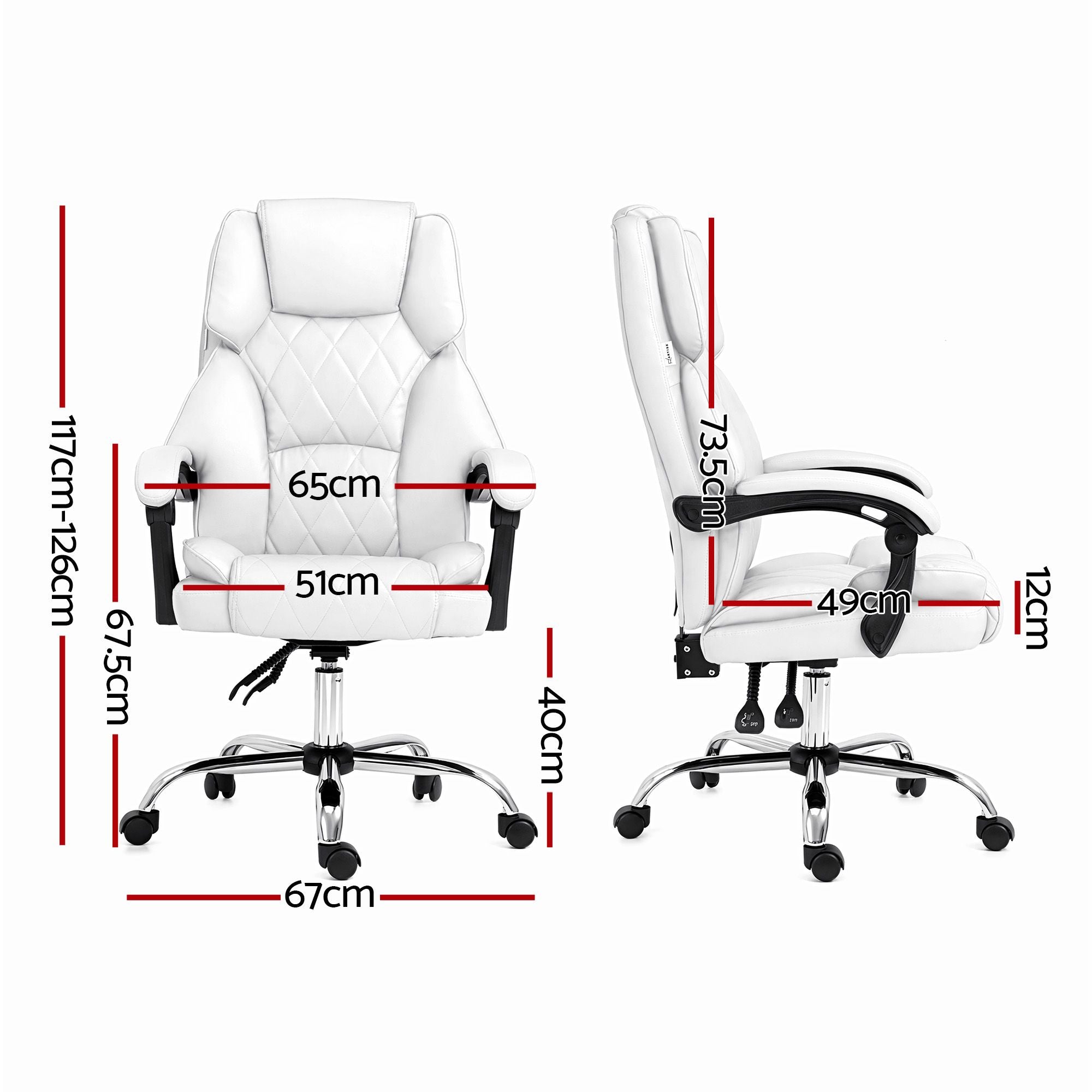 Artiss Executive Office Chair Leather Recliner White
