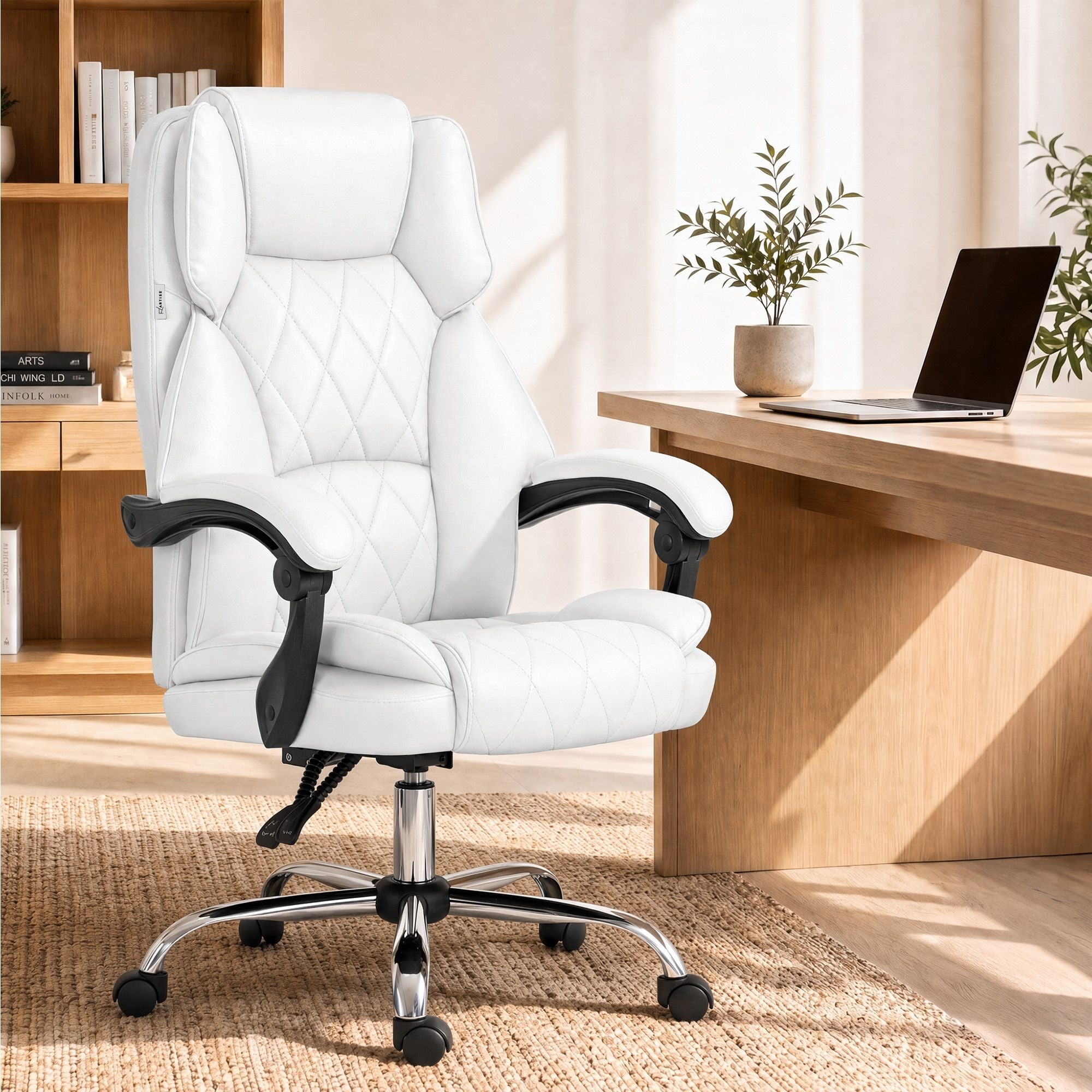 Artiss Executive Office Chair Leather Recliner White