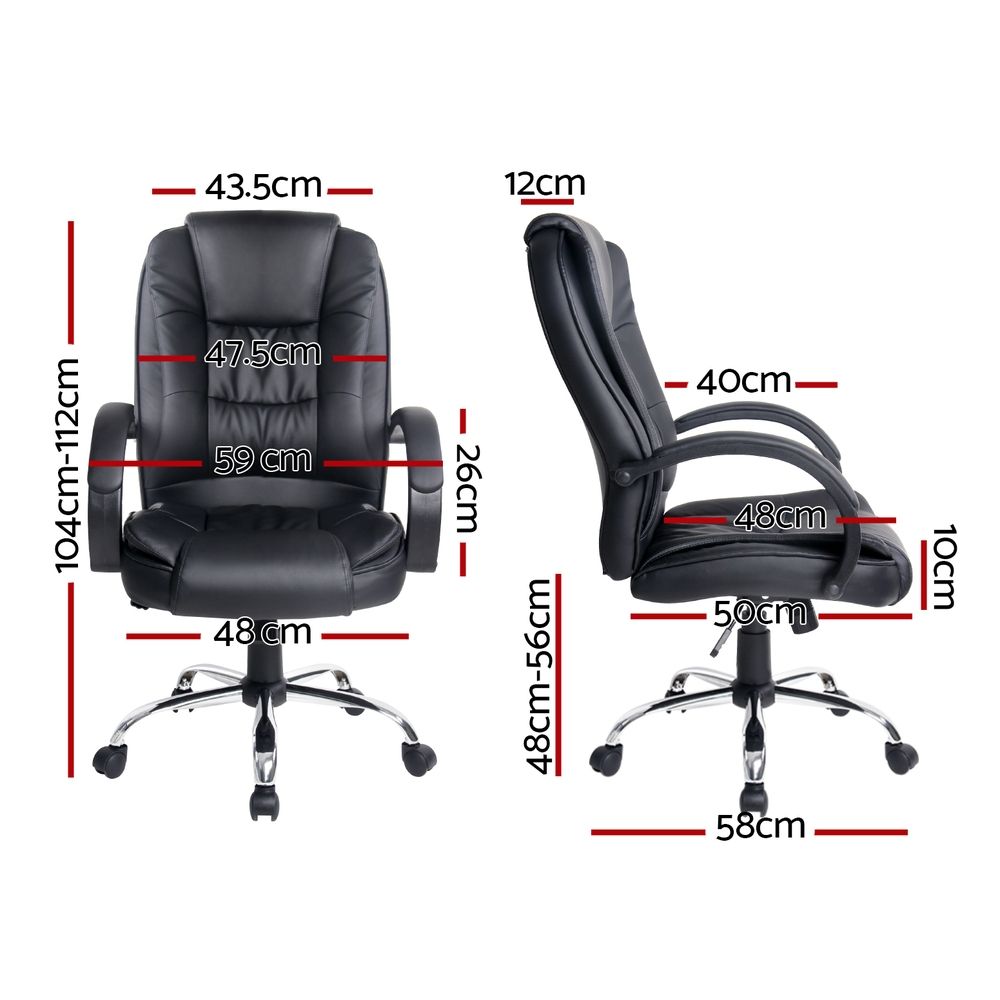 Silla ejecutiva de oficina Artiss con inclinación en cuero negro