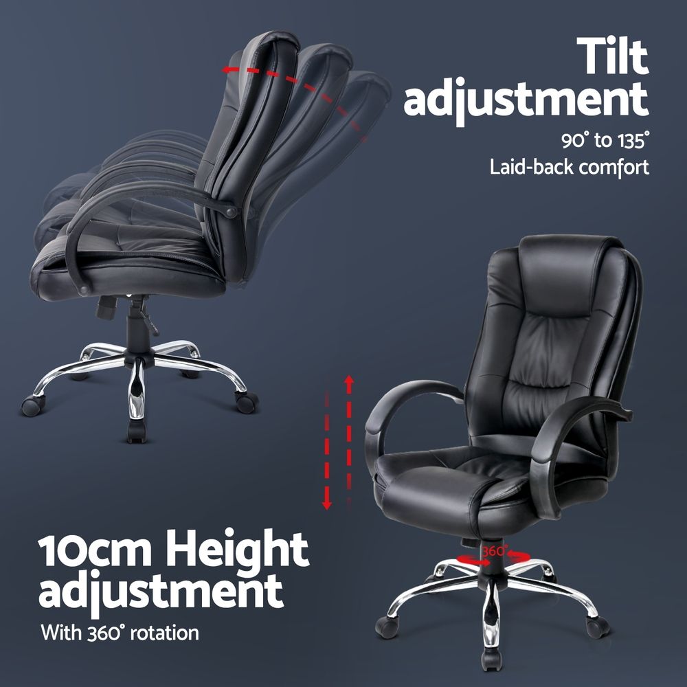 Silla ejecutiva de oficina Artiss con inclinación en cuero negro