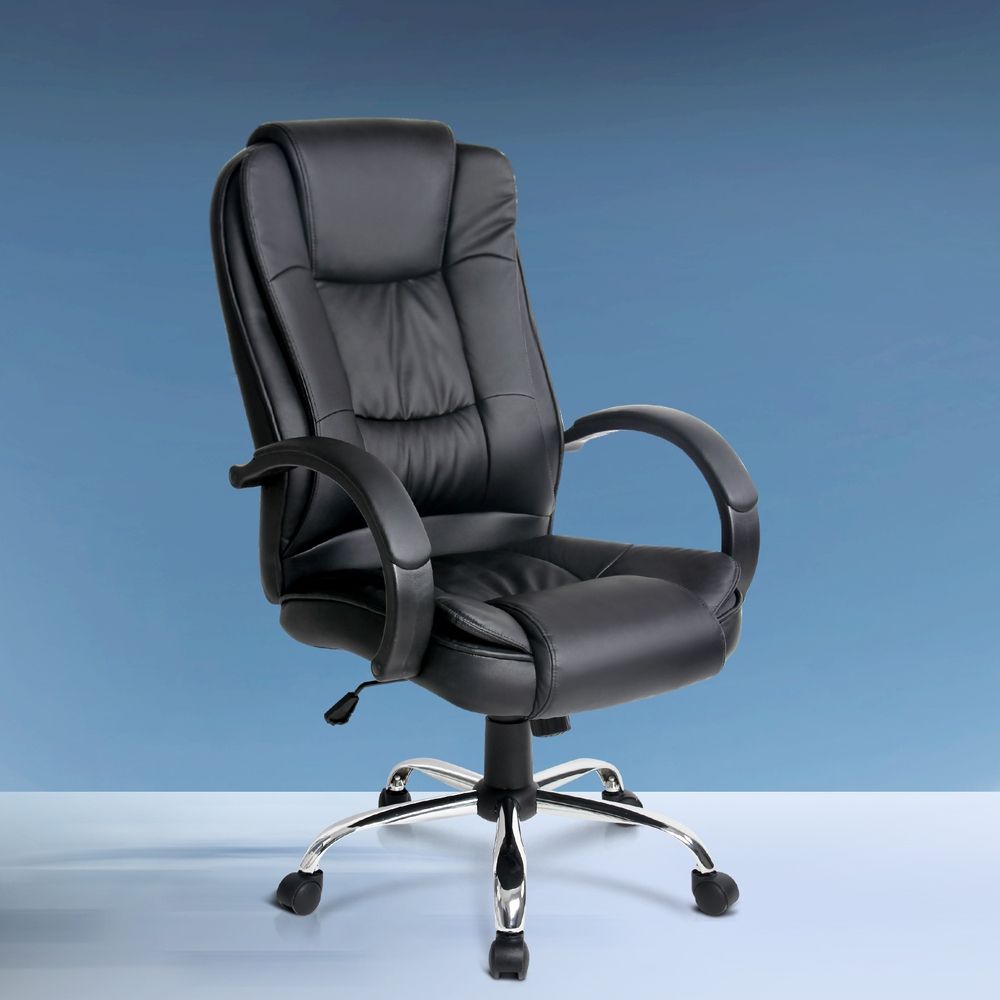 Silla ejecutiva de oficina Artiss con inclinación en cuero negro