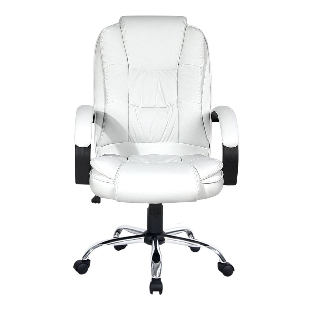 Silla de oficina ejecutiva Artiss con inclinación en cuero blanco