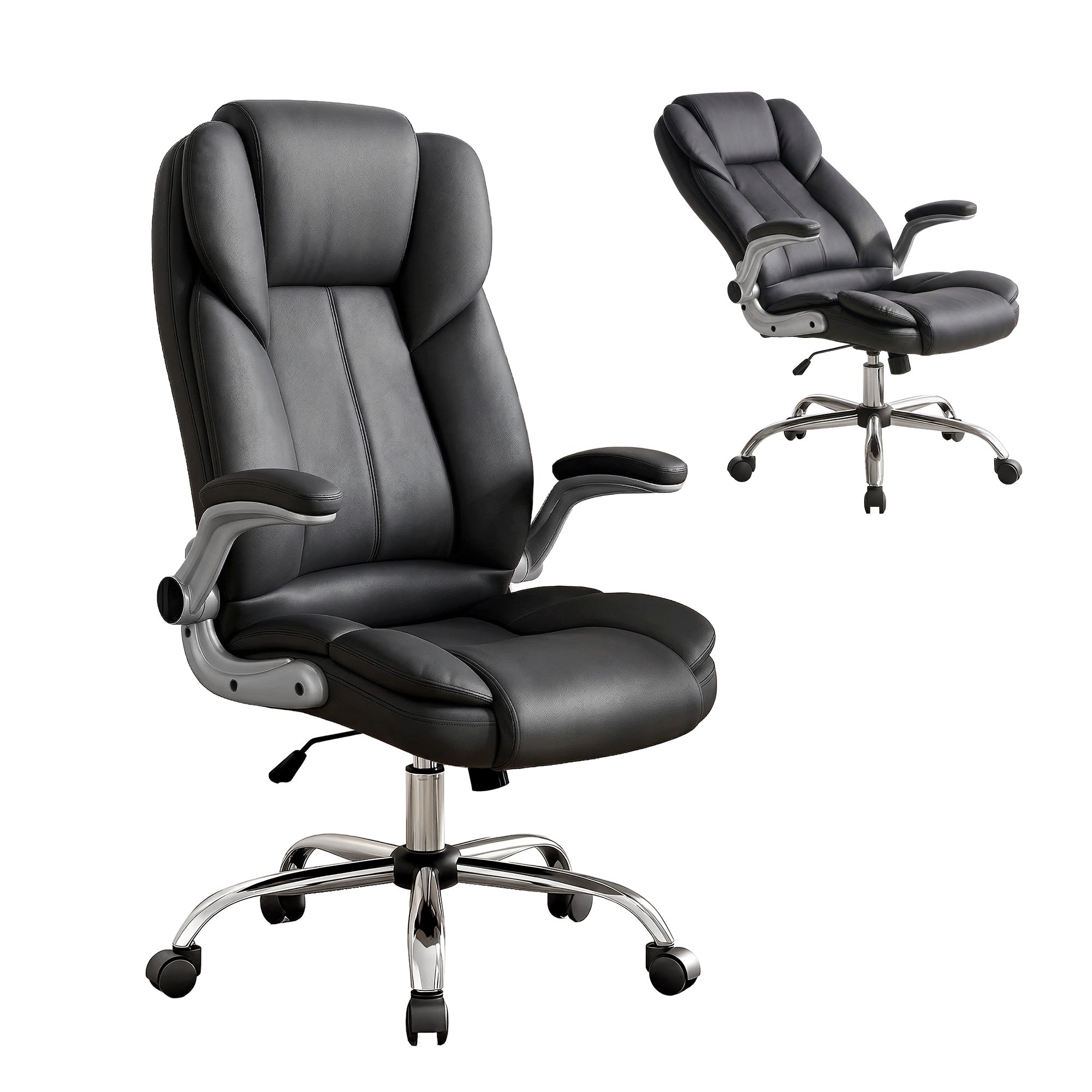 Silla ejecutiva de oficina Artiss con inclinación en cuero negro
