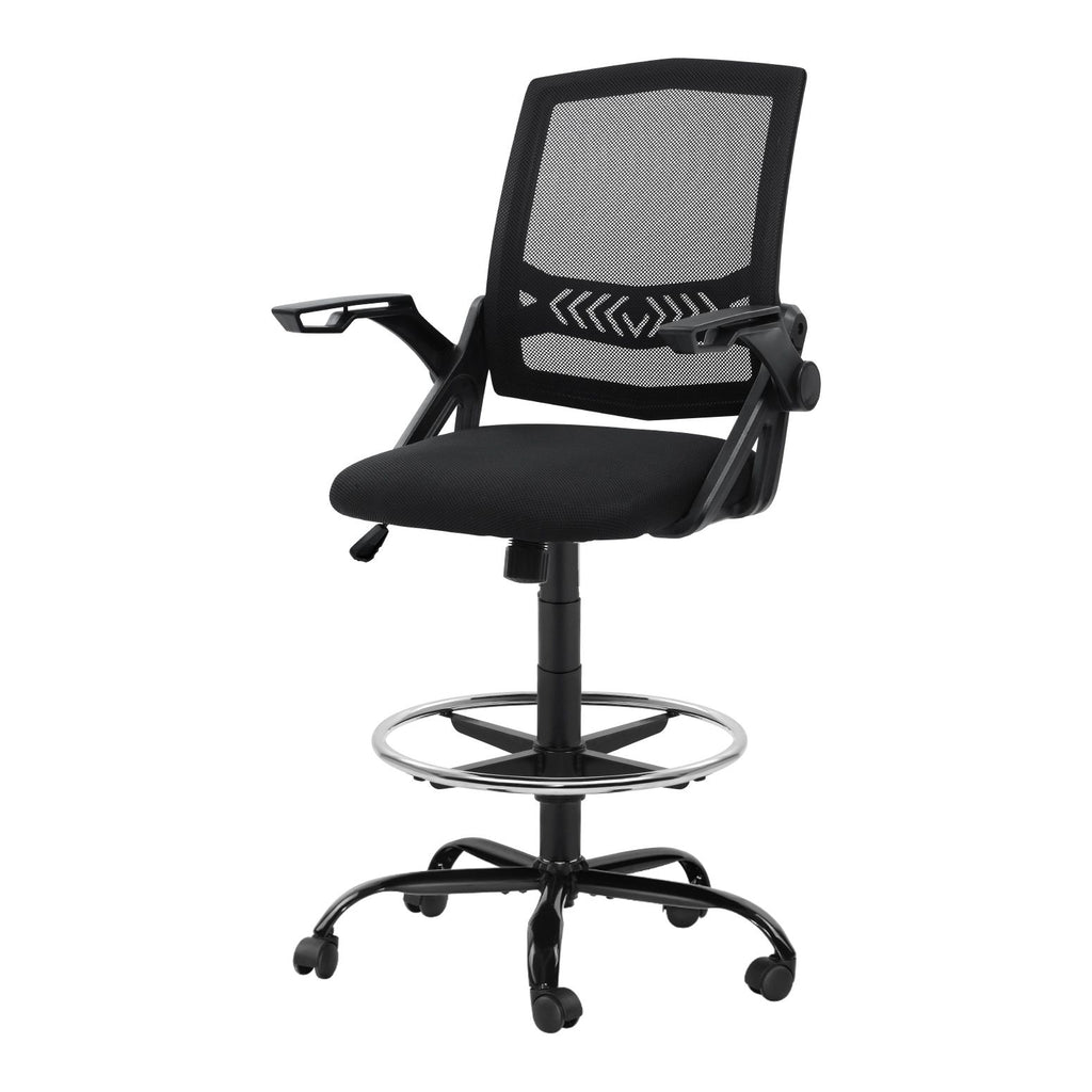 Silla de oficina Artiss Taburete de dibujo Sillas de malla Negro