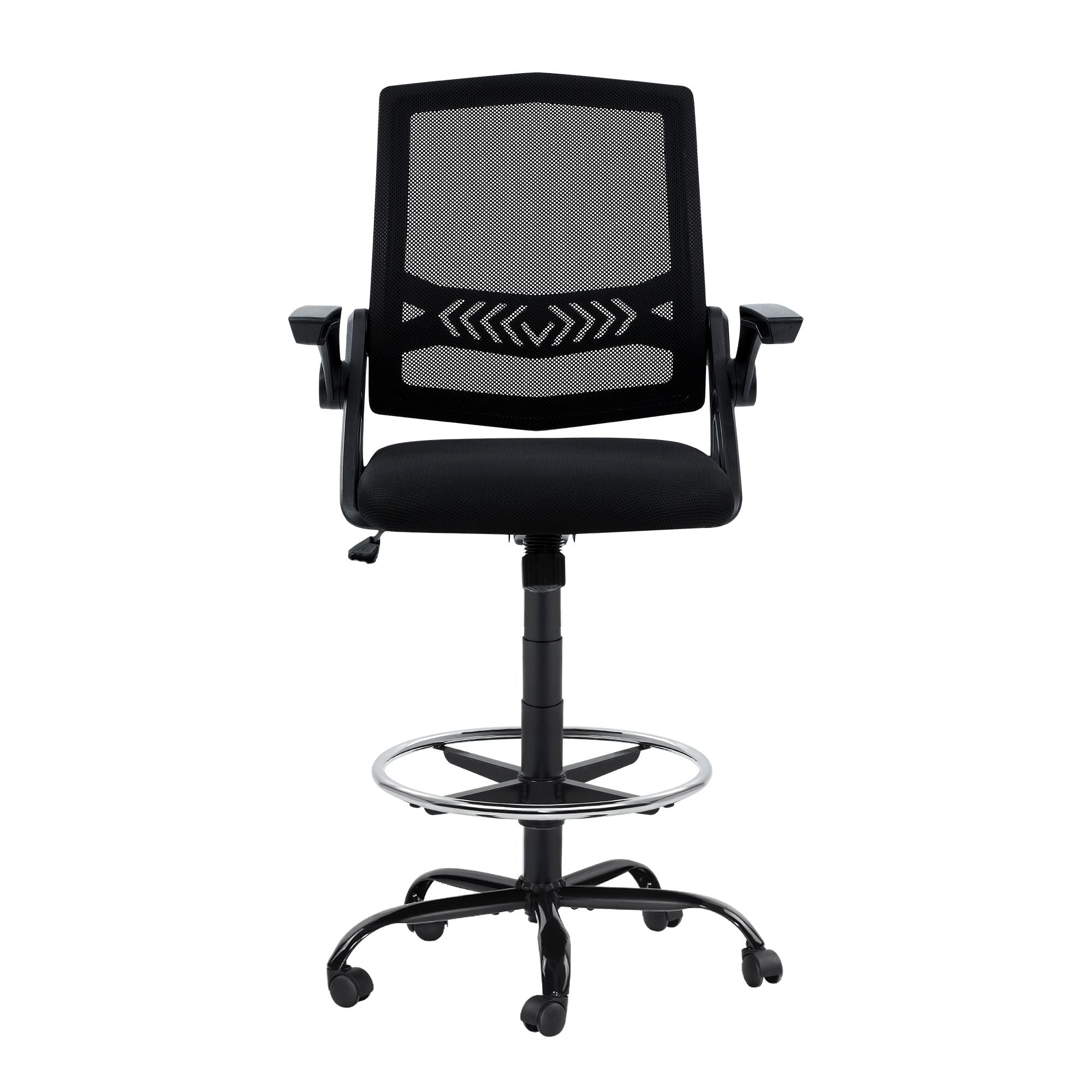 Silla de oficina Artiss Taburete de dibujo Sillas de malla Negro