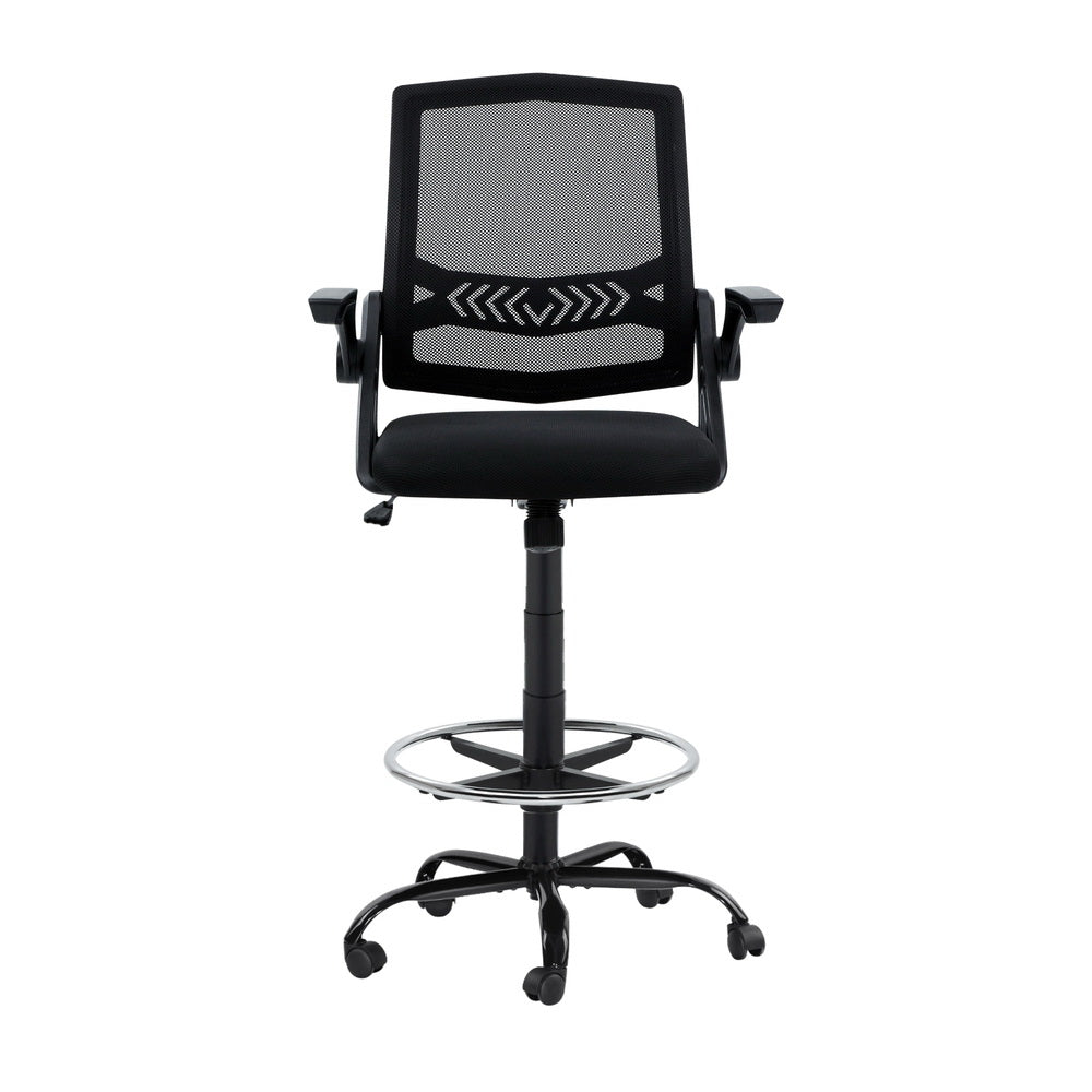 Silla de oficina Artiss Taburete de dibujo Sillas de malla Negro