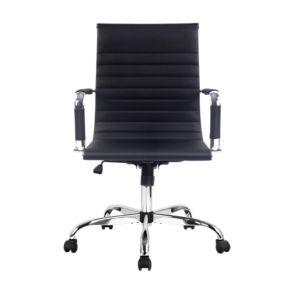 Artiss Office Chair Conference Chairs PU Leather Mid Back Black