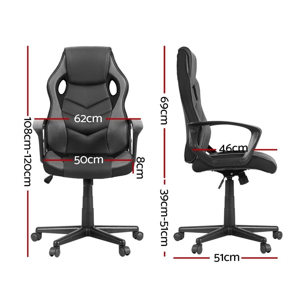 Silla de oficina para juegos Artiss Sillas de computadora Gris