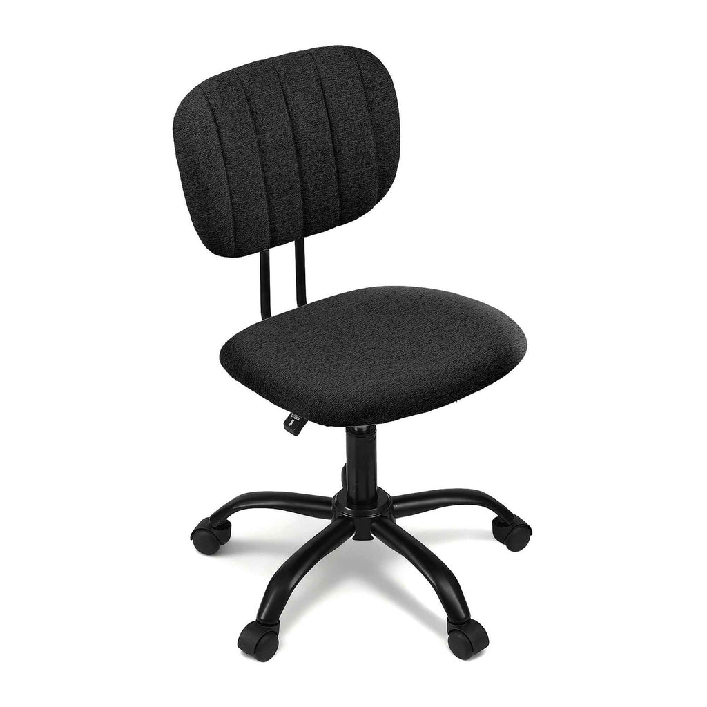 Artiss Armless Office Chair with Wheels, Ergonomic 360° Swivel Home Office Desk Chair, Height Adjustable Computer Task Chair with Fabric Back and Seat for Small Space, Black