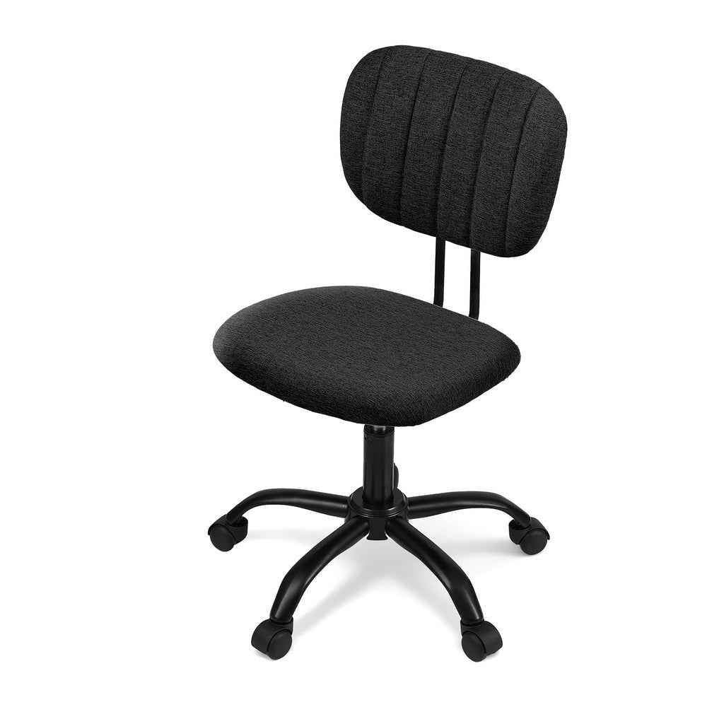 Artiss Armless Office Chair with Wheels, Ergonomic 360° Swivel Home Office Desk Chair, Height Adjustable Computer Task Chair with Fabric Back and Seat for Small Space, Black
