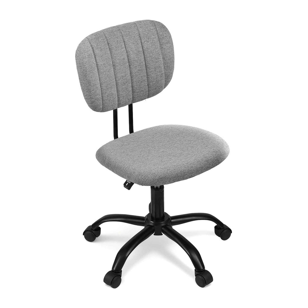 Artiss Armless Office Chair with Wheels, Ergonomic 360° Swivel Home Office Desk Chair, Height Adjustable Computer Task Chair with Fabric Back and Seat for Small Space, Grey