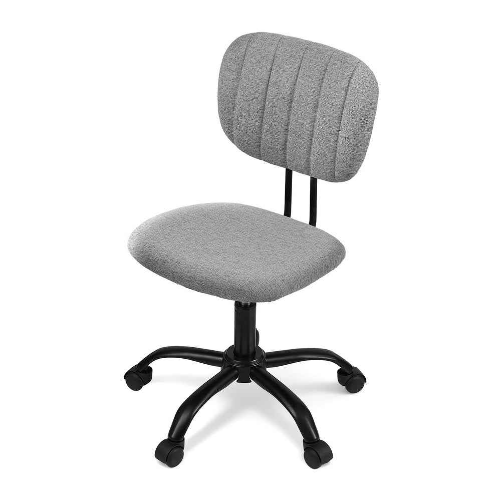 Artiss Armless Office Chair with Wheels, Ergonomic 360° Swivel Home Office Desk Chair, Height Adjustable Computer Task Chair with Fabric Back and Seat for Small Space, Grey