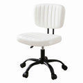 Artiss Armless Office Chair with Wheels, Ergonomic PU Leather Office Desk Chair, Height Adjustable 360° Swivel Computer Task Chair for Home Office, Study Room & Small Space, White