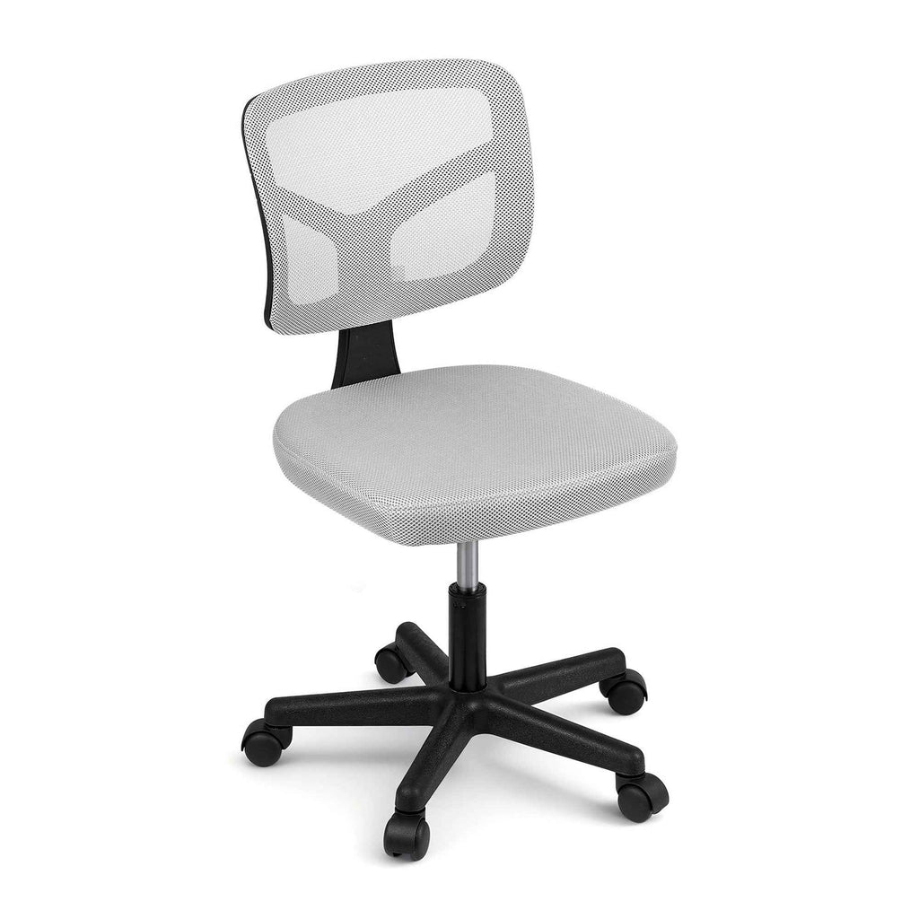 Artiss Armless Office Chair with Wheels, Ergonomic 360° Swivel Home Office Desk Chair, Height Adjustable Computer Task Chair with Fabric Back and Seat for Small Space, Grey