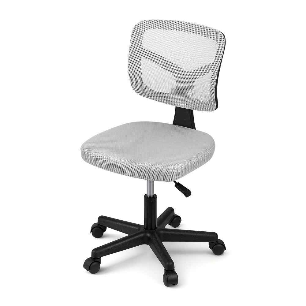 Artiss Armless Office Chair with Wheels, Ergonomic 360° Swivel Home Office Desk Chair, Height Adjustable Computer Task Chair with Fabric Back and Seat for Small Space, Grey