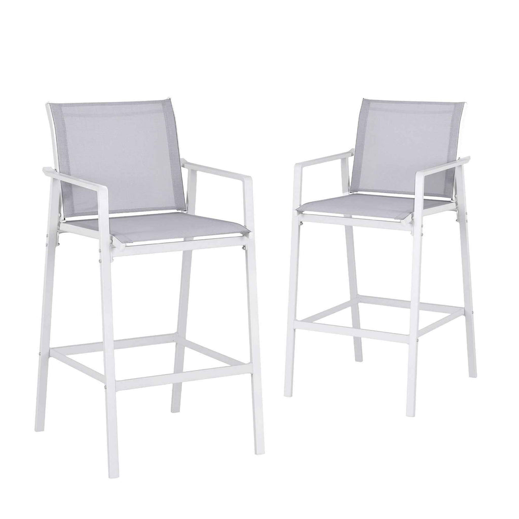 Gardeon 2PC Outdoor Bar Stools Dining Chairs Patio Furniture Garden Steel Textilene White