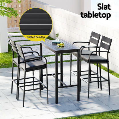 Gardeon Outdoor Bar Set 5-Piece Patio Dining Chairs Aluminium Table Stools