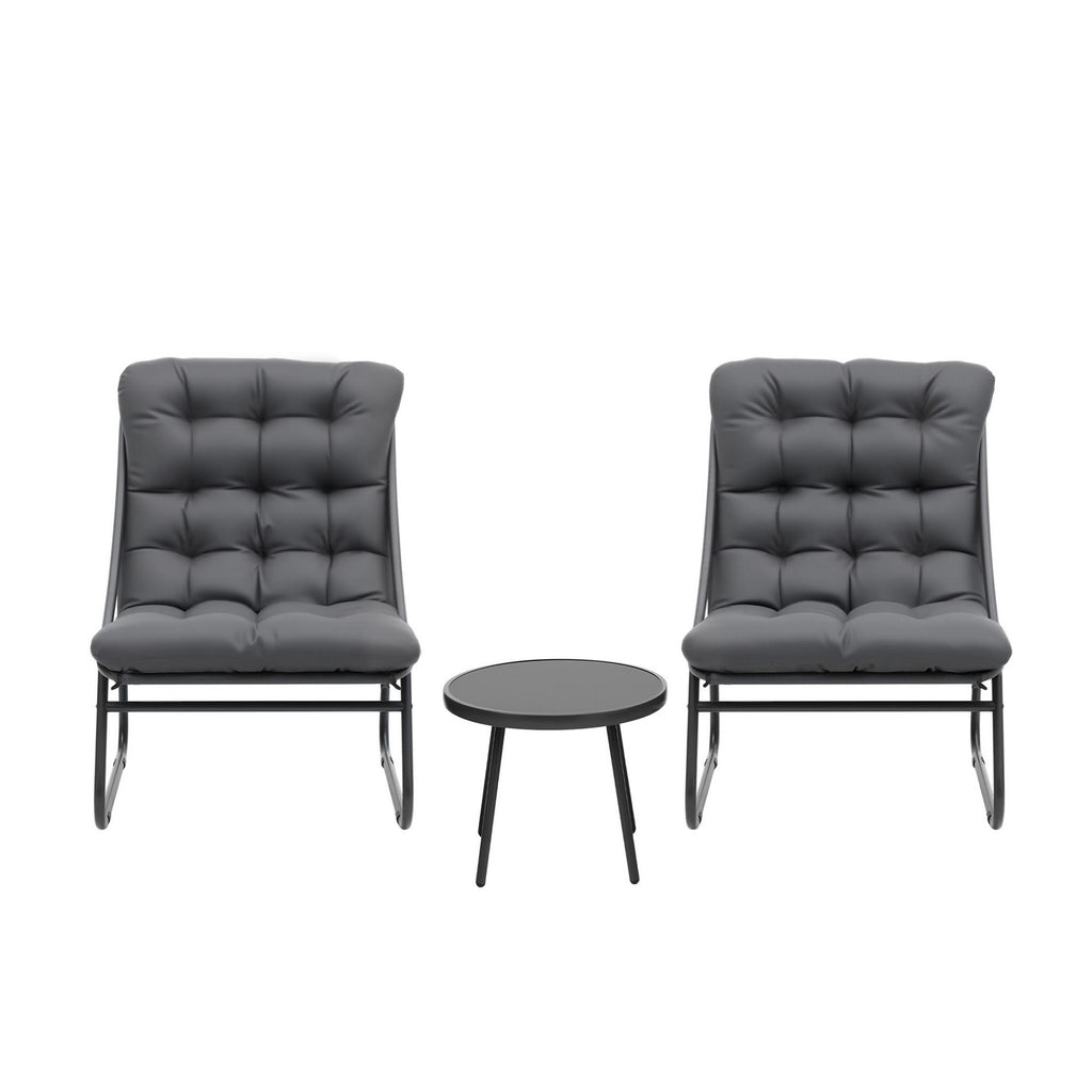 Gardeon 3PC Outdoor Bistro Set Patio Furniture Table and Chairs Steel Dining Chair