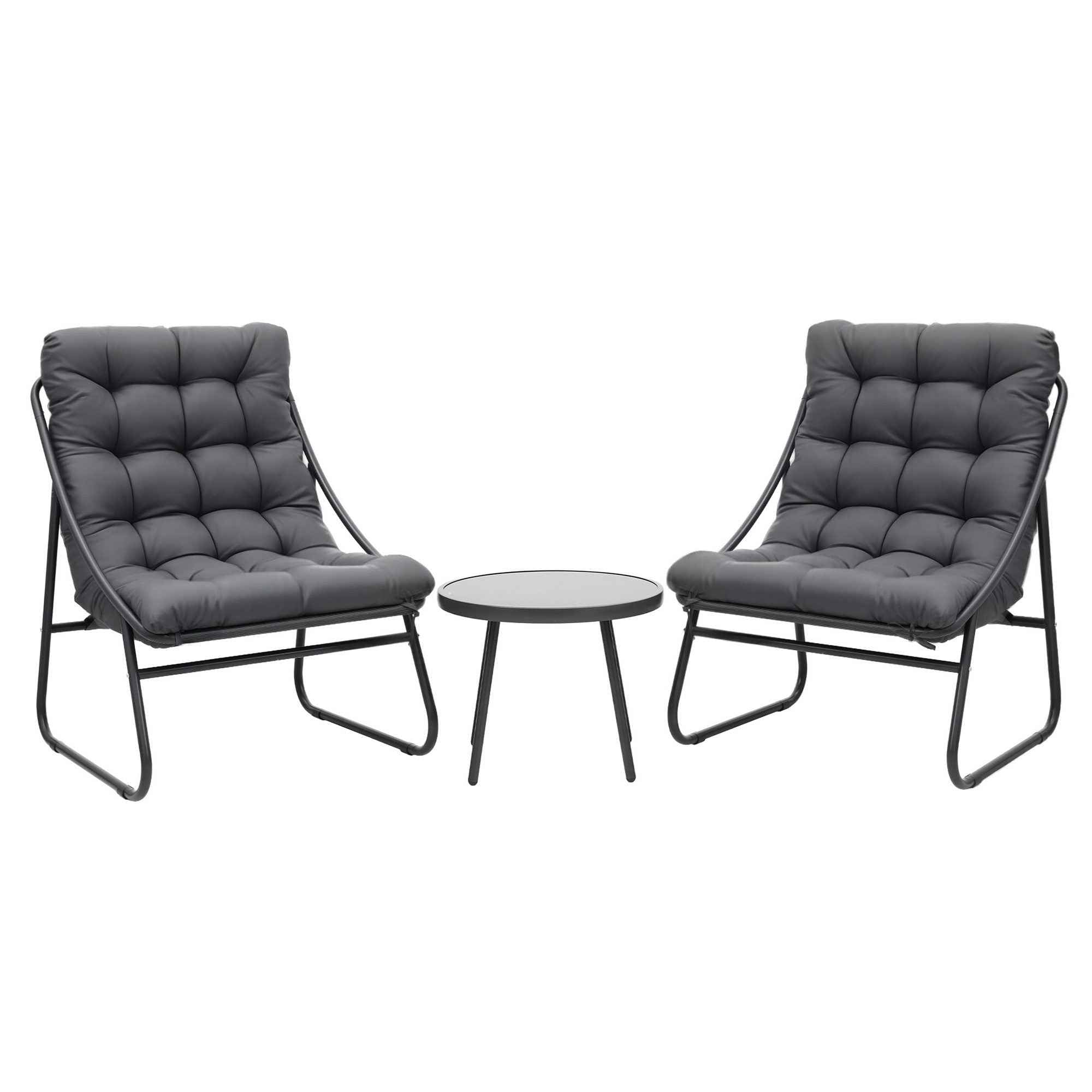 Gardeon 3PC Outdoor Bistro Set Patio Furniture Table and Chairs Steel Dining Chair