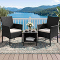 Gardeon 3PC Outdoor Bistro Set Patio Furniture Wicker Setting Chairs Table Cushion Black