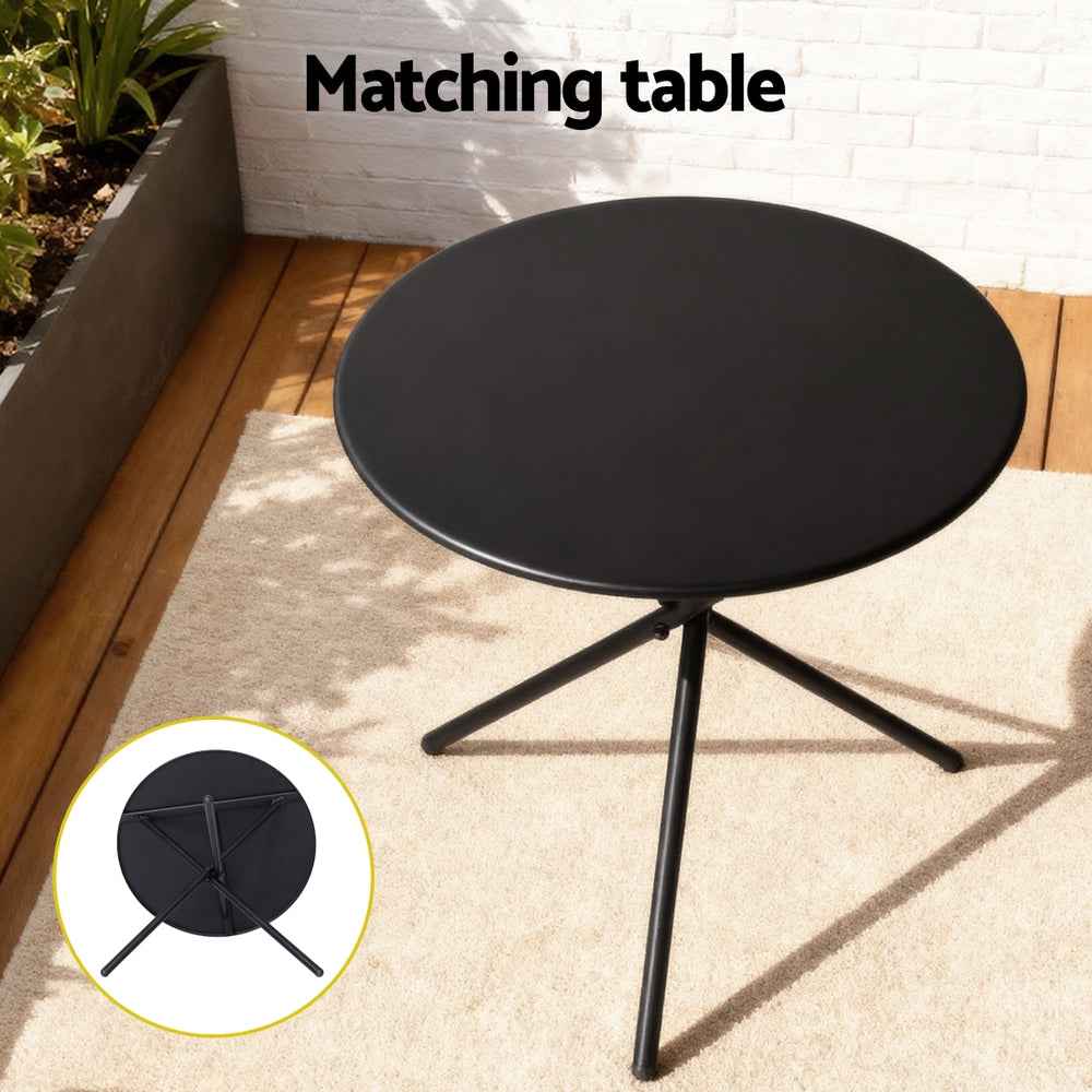 Gardeon 3PC Outdoor Bistro Set Table and Chairs Steel Dining Chair Patio Furniture Textilene
