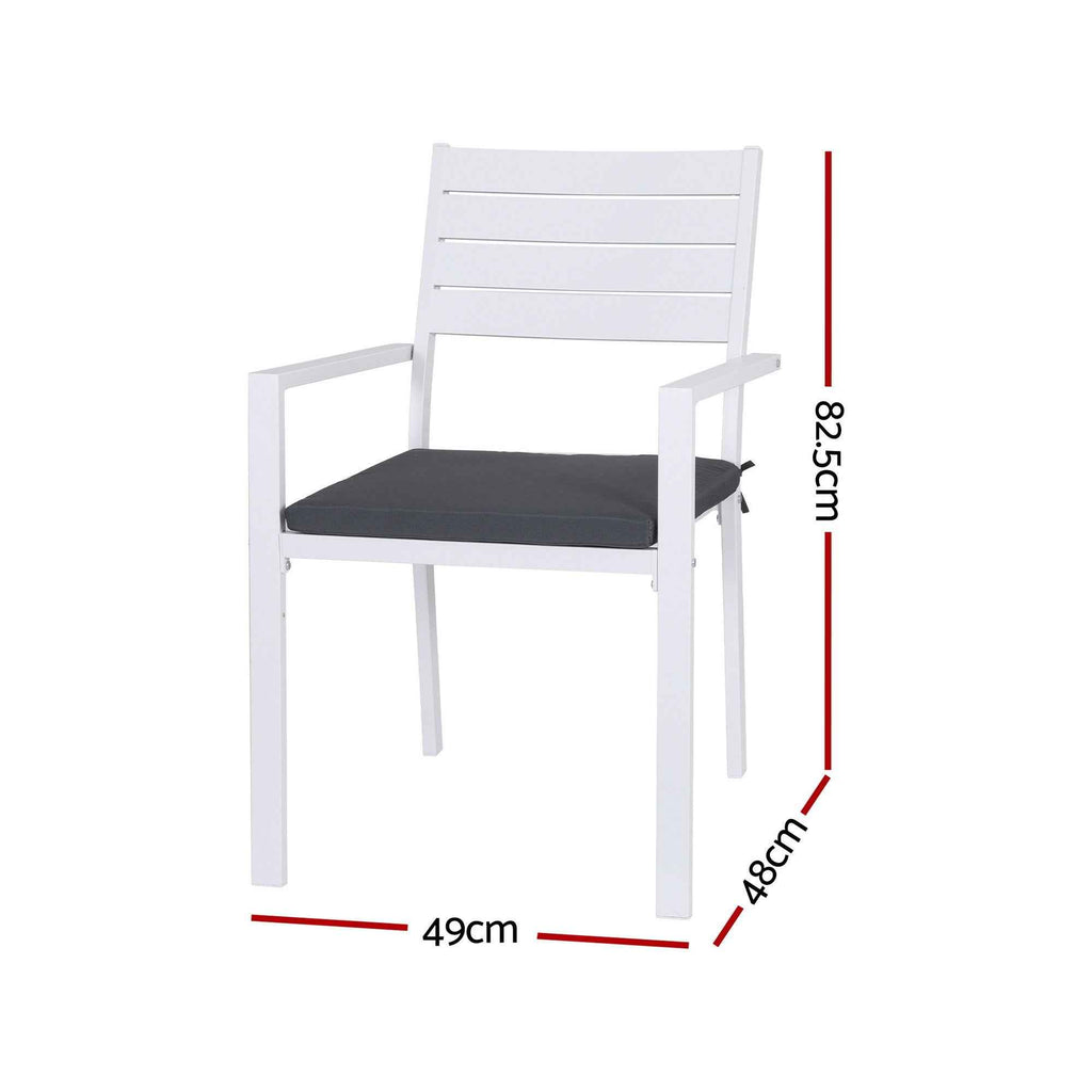 Gardeon 4PC Outdoor Dining Chairs Stackable Aluminum Lounge Chair Patio Furniture