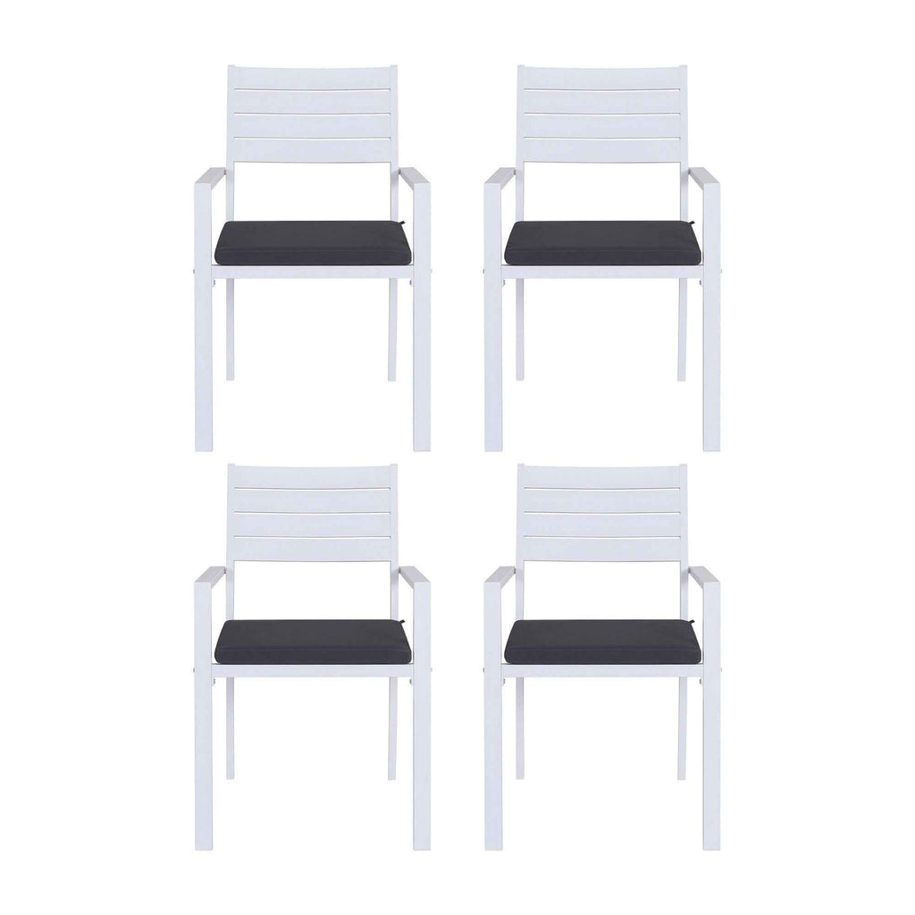 Gardeon 4PC Outdoor Dining Chairs Stackable Aluminum Lounge Chair Patio Furniture