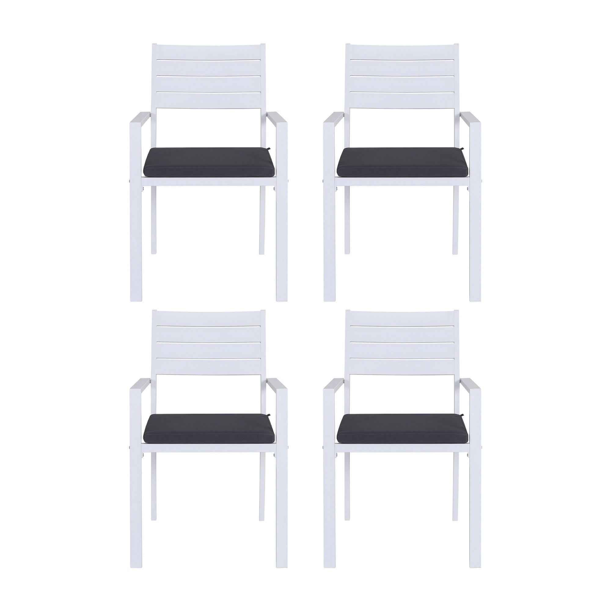 Gardeon 4PC Outdoor Dining Chairs Stackable Aluminum Lounge Chair Patio Furniture