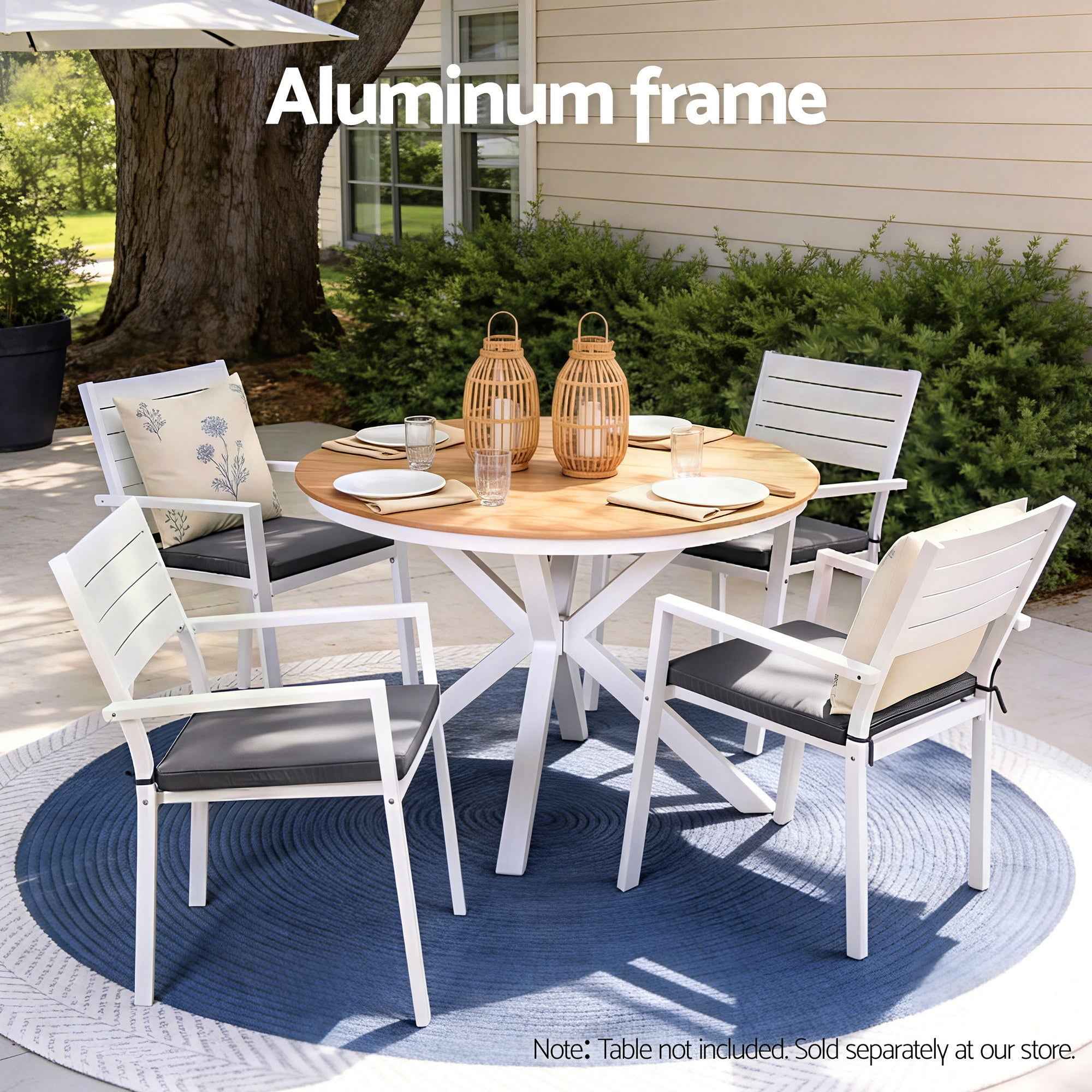 Gardeon 4PC Outdoor Dining Chairs Stackable Aluminum Lounge Chair Patio Furniture