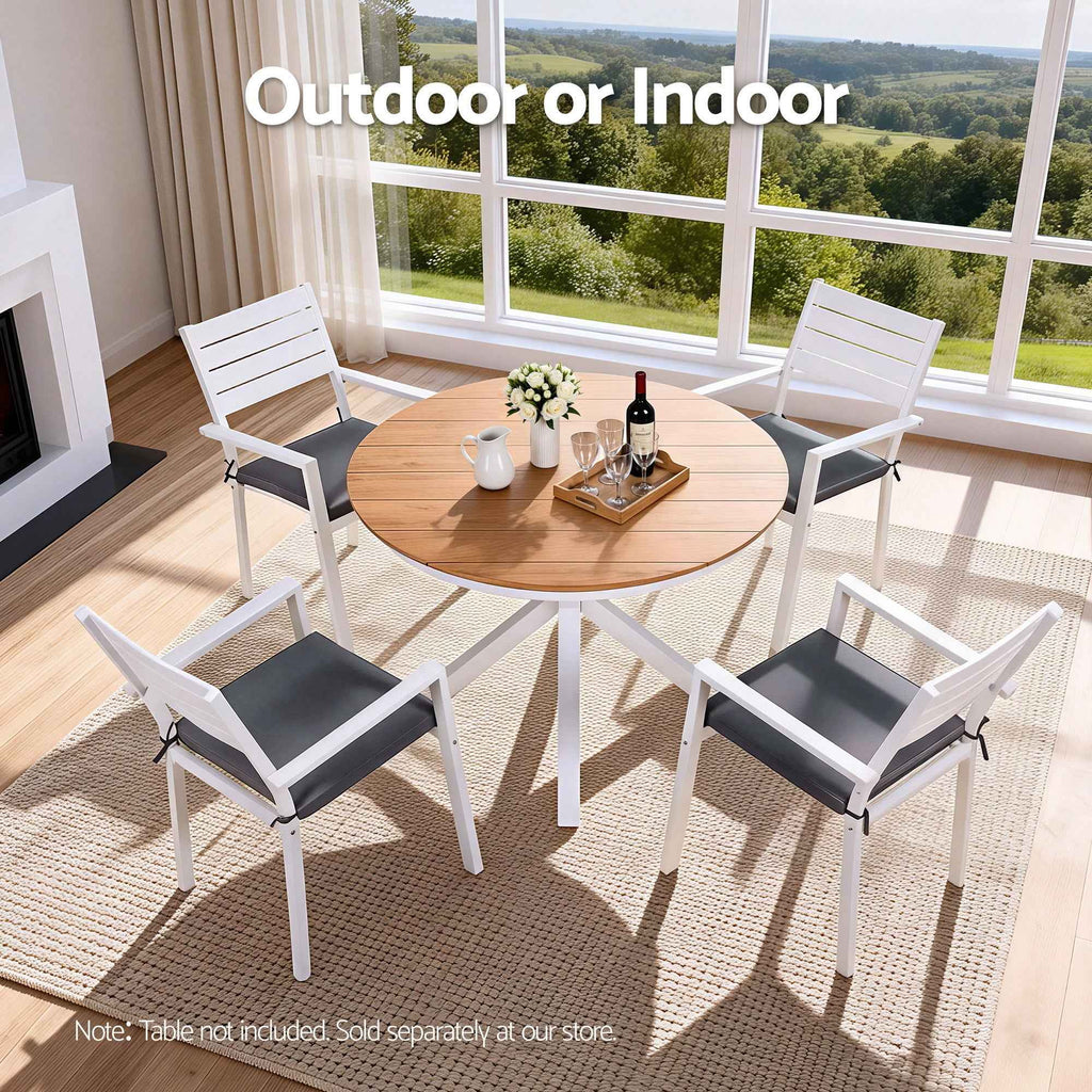 Gardeon 4PC Outdoor Dining Chairs Stackable Aluminum Lounge Chair Patio Furniture