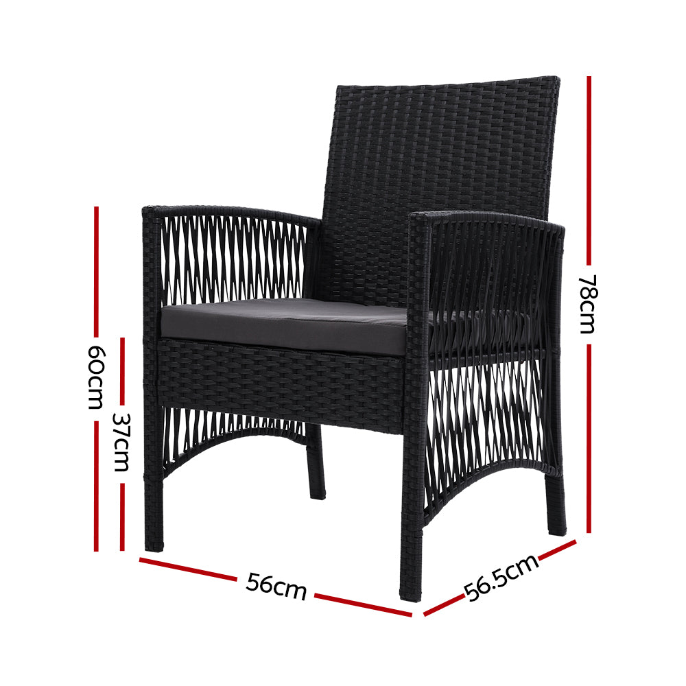 Sillas de comedor para exteriores Gardeon de 2 piezas, muebles de patio, sillón de mimbre para jardín