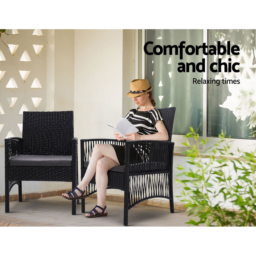 Sillas de comedor para exteriores Gardeon de 2 piezas, muebles de patio, sillón de mimbre para jardín